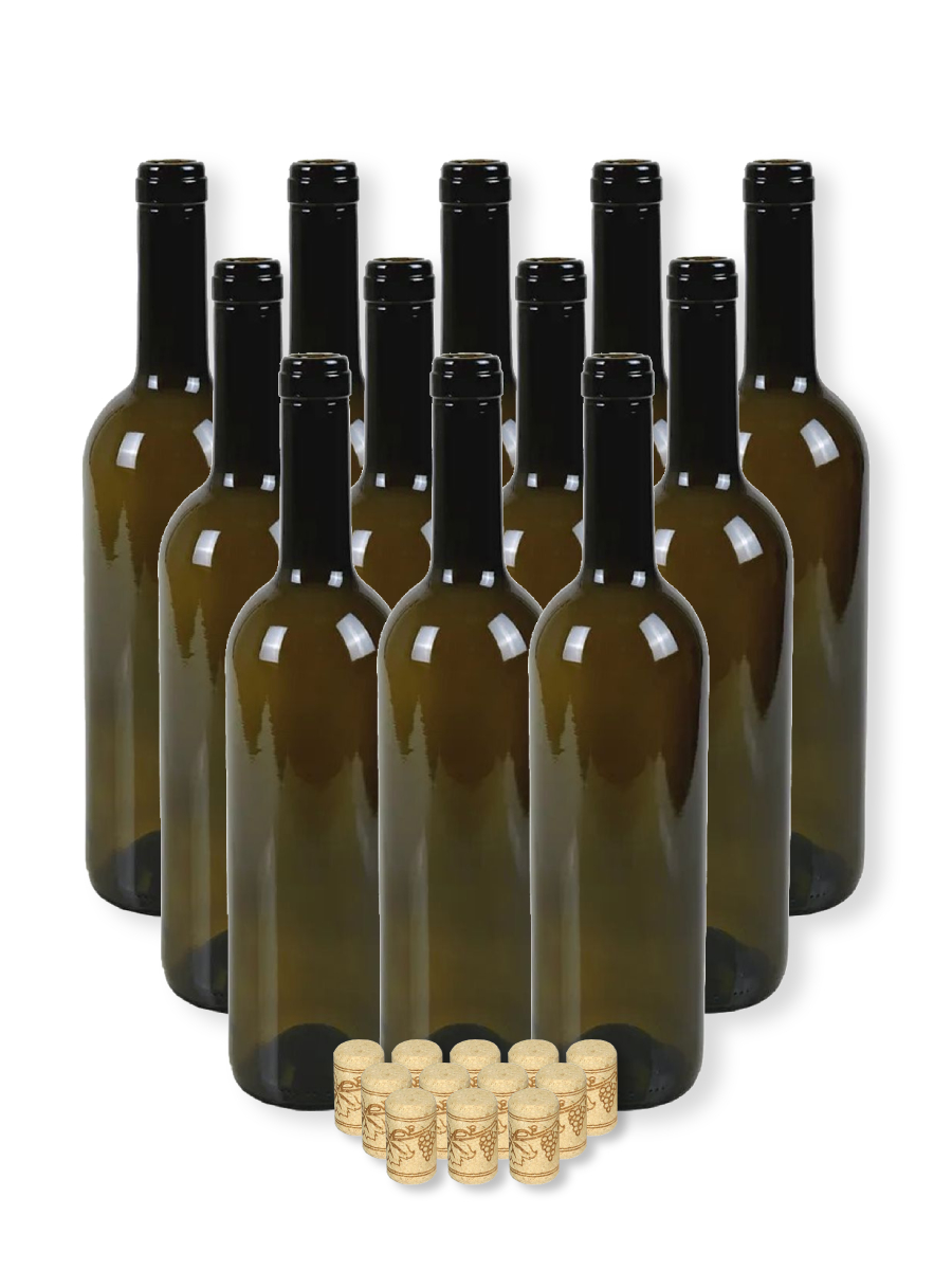 Набор бутылок для вина "Коника" 750 мл. с корковыми пробками (12 шт)