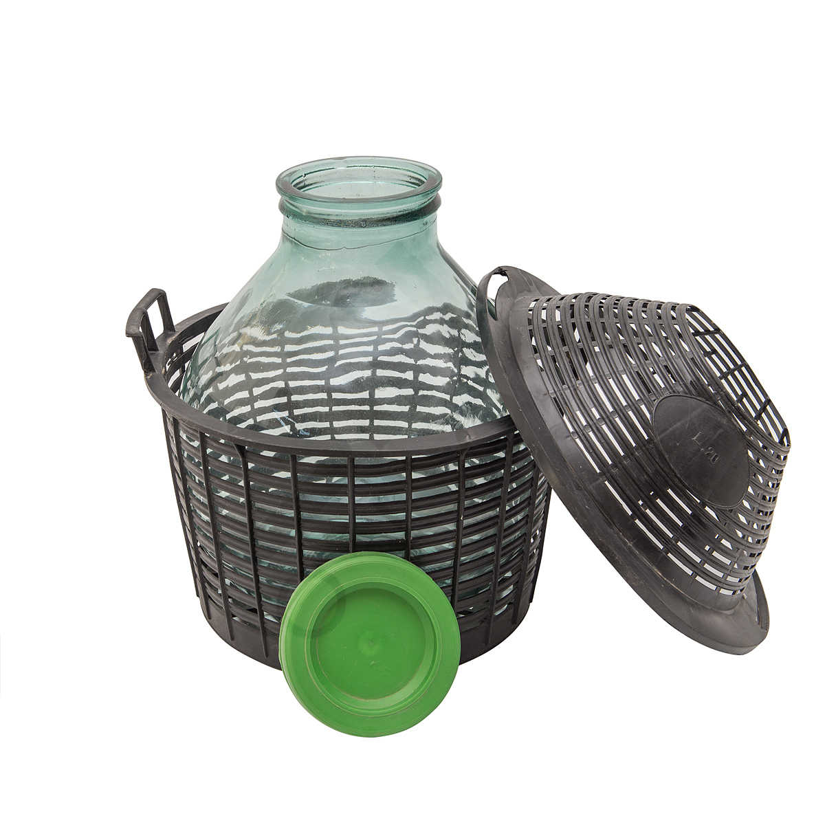 Бутыль стеклянная 20 л, банка с широким горлом в корзине, в интернет-магазине товаров для домашнего виноделия БиоМир