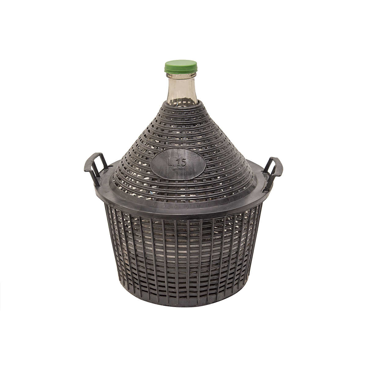 Бутыль стеклянная 15 л, с узким горлом в корзине, для вина, в интернет-магазине товаров для домашнего виноделия БиоМир