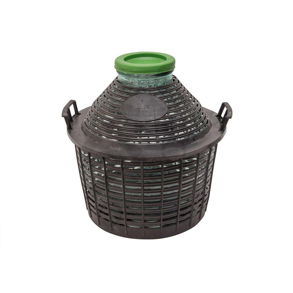 Бутыль стеклянная 20 л, банка с широким горлом в корзине, в интернет-магазине товаров для домашнего виноделия БиоМир