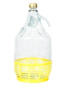 Бутыль стеклянная Dama 5 л, с винтовой пробкой, прозрачная, в пластиковой оплетке