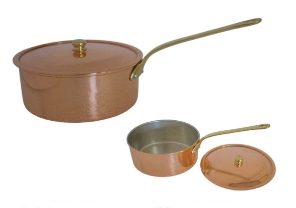 Медная кастрюля (ковш) CopperCrafts 3 л. (20 см.), с крышкой, с ручкой, 5136