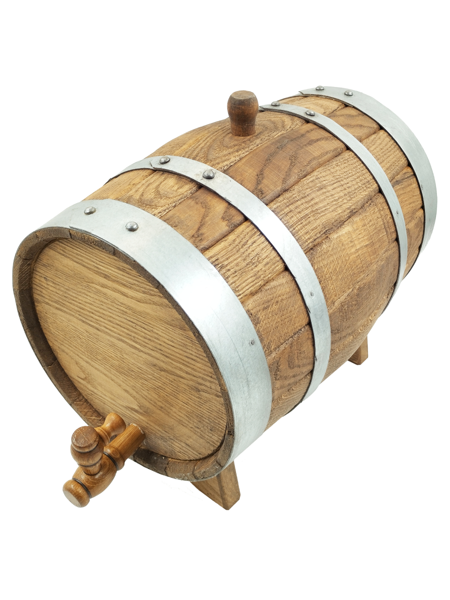 Бочка дубовая "Старенная" 10 литров, на подставке, с краном фото в интернет-магазине BioMir