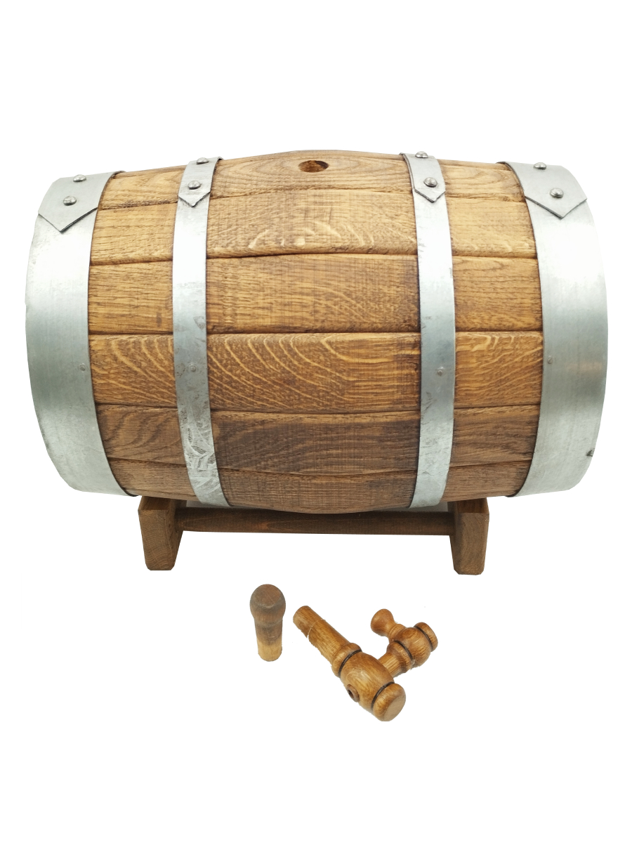 Бочка дубовая "Старенная" 10 литров, на подставке, с краном фото в интернет-магазине BioMir