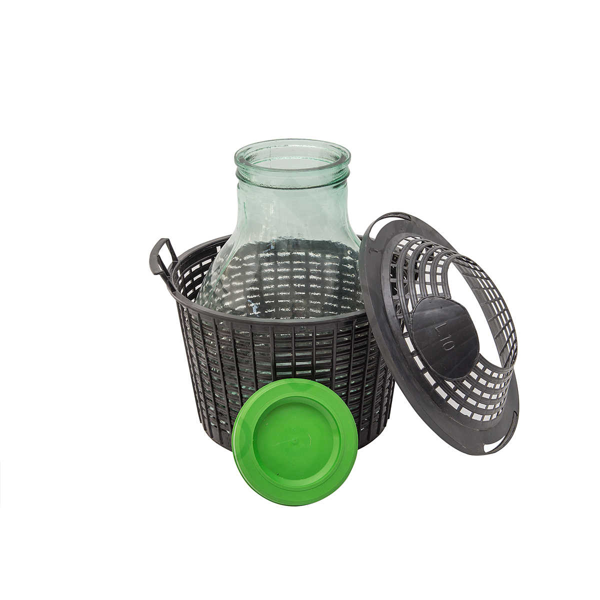 Бутыль стеклянная 10 л, банка с широким горлом в корзине, в интернет-магазине товаров для домашнего виноделия БиоМир